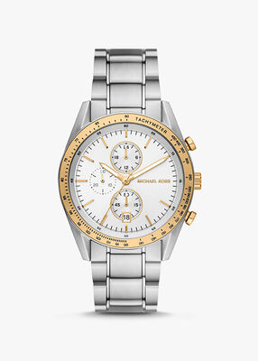 michael kors oversized accelerator two tone watch