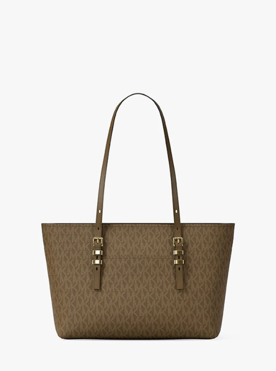 Quinn Medium Signature Logo and Leather Tote Bag michael kors quinn medium signature logo and leather tote bag