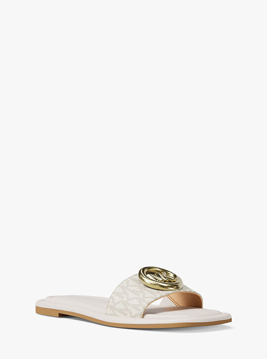 michael kors milan signature logo slide sandal