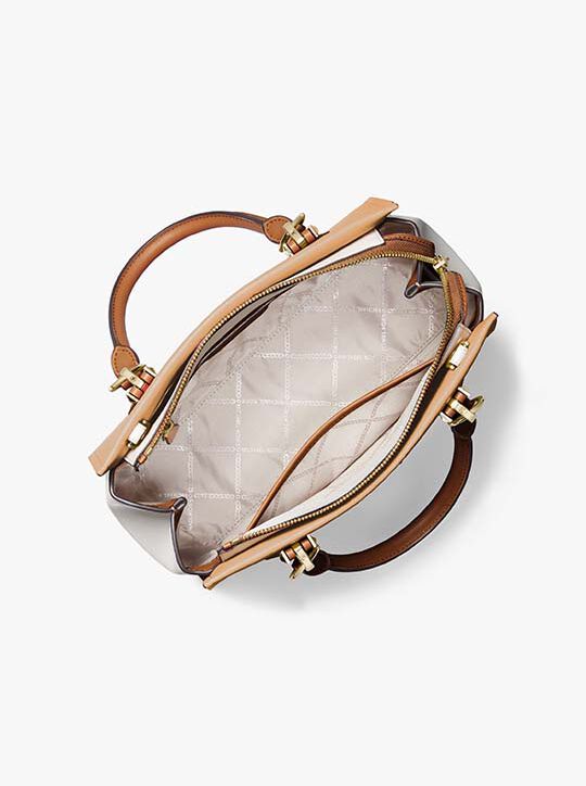 Marilyn Medium Color-Block Saffiano Leather Satchel michael kors marilyn medium color block saffiano leather satchel