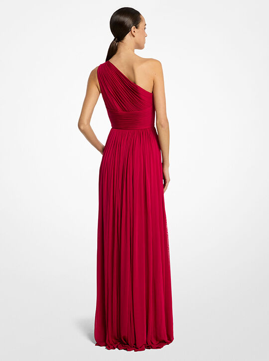 Chiffon Jersey One-Shoulder Gown michael kors chiffon jersey one shoulder gown