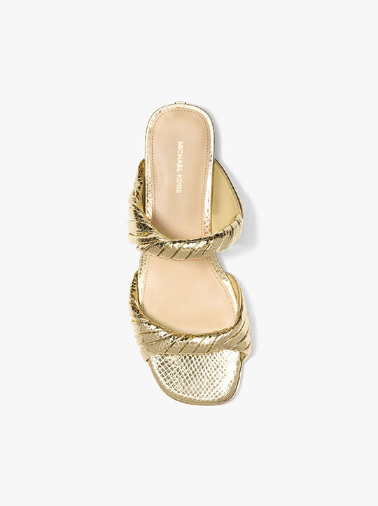 michael kors kiana metallic snake embossed leather sandal