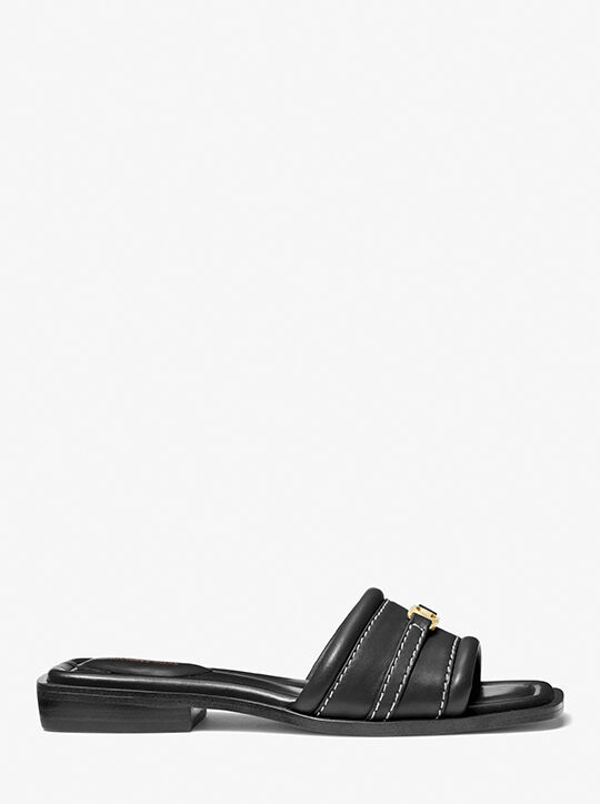 Mandy Leather Slide Sandal michael kors mandy leather slide sandal