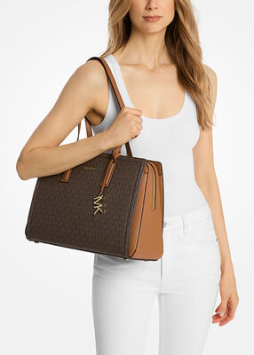 michael kors laila medium signature logo tote bag