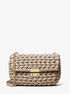 michael kors tribeca large hand braided leather shoulder bag