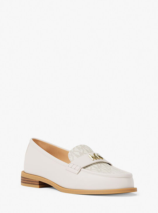 Lex Leather and Signature Logo Loafer, VANILLA | Michael Kors KWT