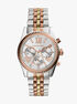 michael kors oversized lexington tri tone watch