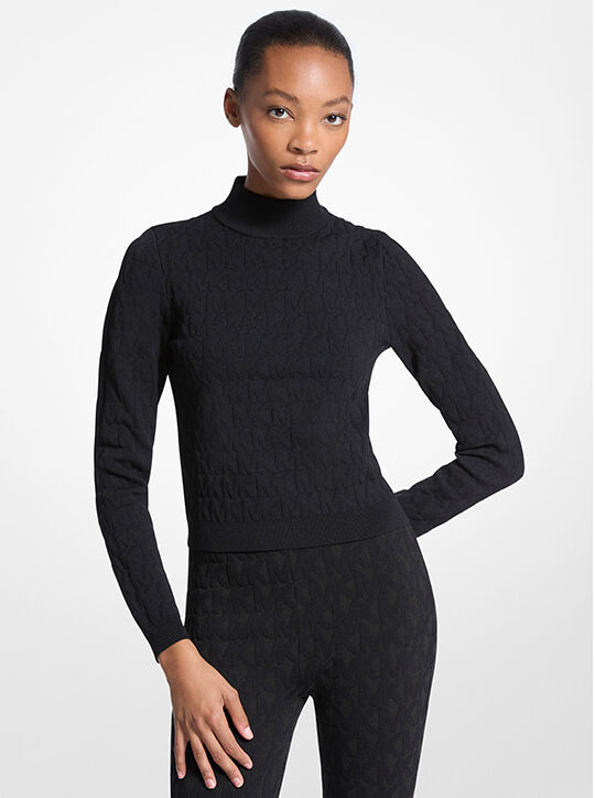 michael kors logo jacquard mock neck top