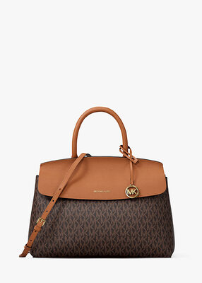 michael kors landry medium signature logo satchel