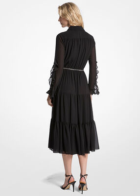 michael kors ruffled georgette midi dress