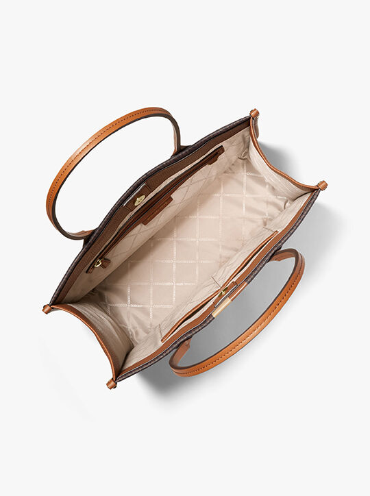 Heidi Large Signature Logo Stripe Tote Bag michael kors heidi large signature logo stripe tote bag