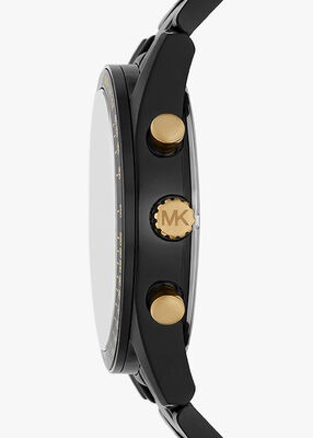 michael kors oversized accelerator black tone watch