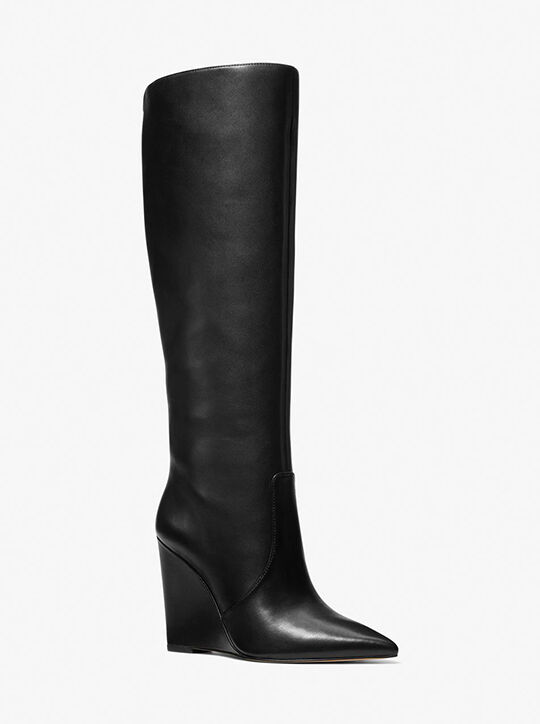 Isra Leather Wedge Boot michael kors isra leather wedge boot