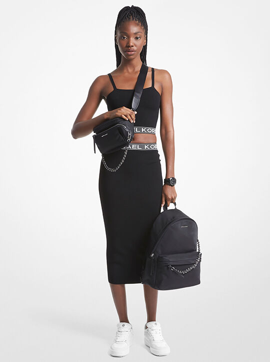 Logo Tape Stretch Viscose Midi Skirt michael kors logo tape stretch viscose midi skirt