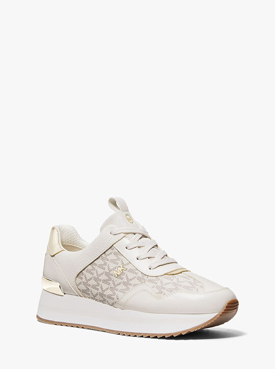 michael kors raina signature logo platform trainer