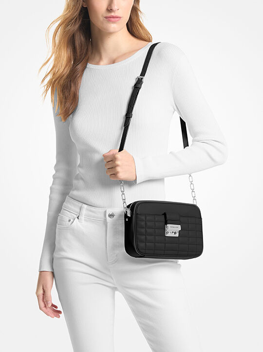 michael kors tribeca medium quilted leather camera bag