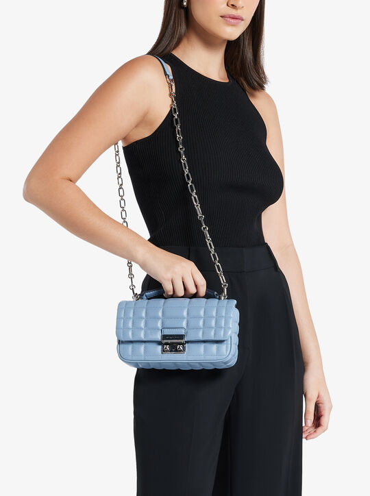 michael kors حقيبة كتف تريبيكا صغيرة مبطنة من الجلد