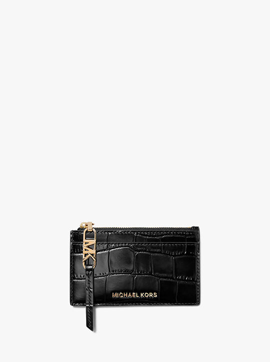 michael kors empire small crocodile embossed leather card case