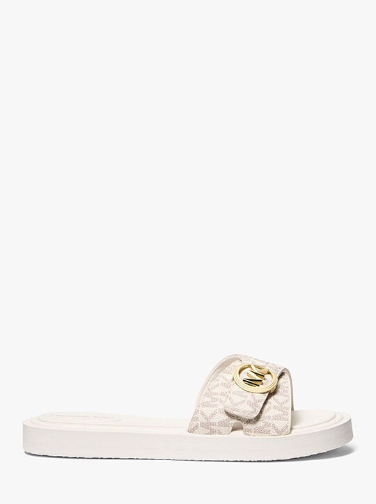 michael kors signature logo slide sandal