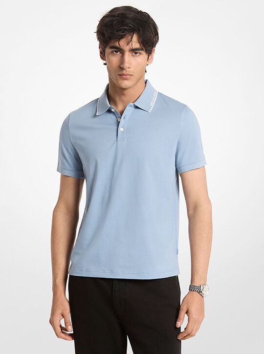 michael kors logo trim cotton jersey polo shirt