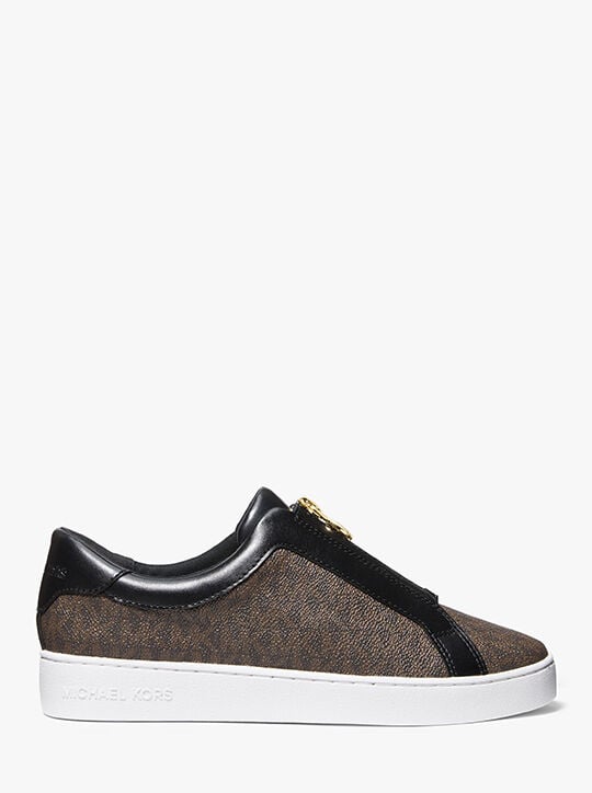 michael kors keaton signature logo zip up sneaker