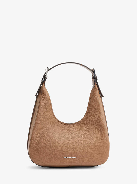 Nolita Small Pebbled Leather Hobo Shoulder Bag, DRIFTWOOD