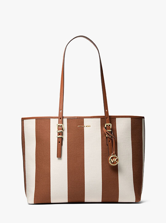 michael kors quinn large striped canvas tote bag