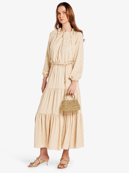 michael kors empire diamond jacquard tiered maxi skirt