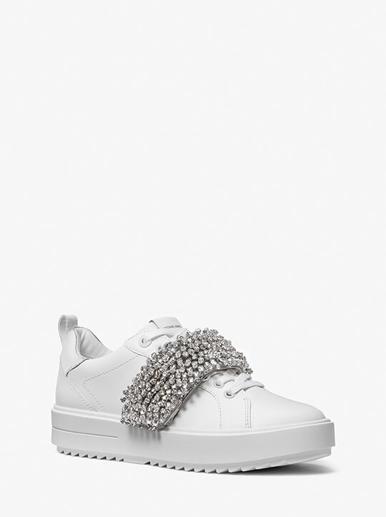 Emmett Embellished Leather Sneaker michael kors emmett embellished leather sneaker