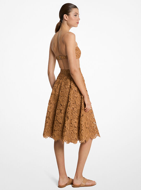 Hand-Embroidered Floral Lace Circle Skirt michael kors hand embroidered floral lace circle skirt
