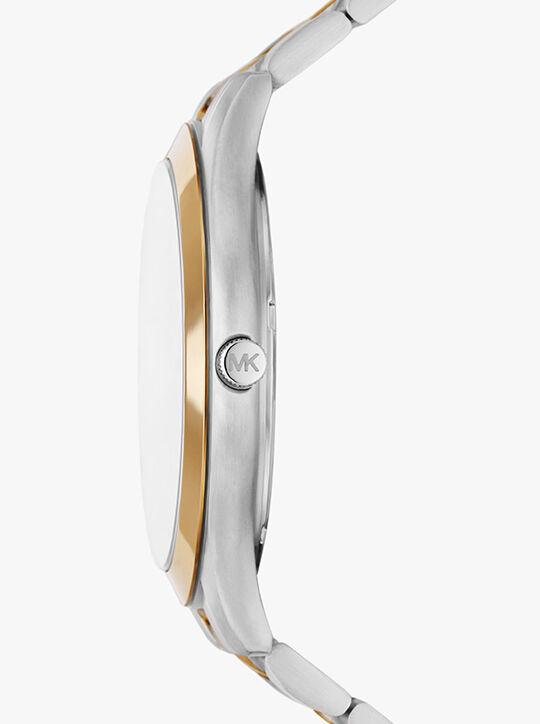 michael kors ساعة مايكل كورس سليم رنواي بثلاثة عقارب بلونين من ستانلس ستيل