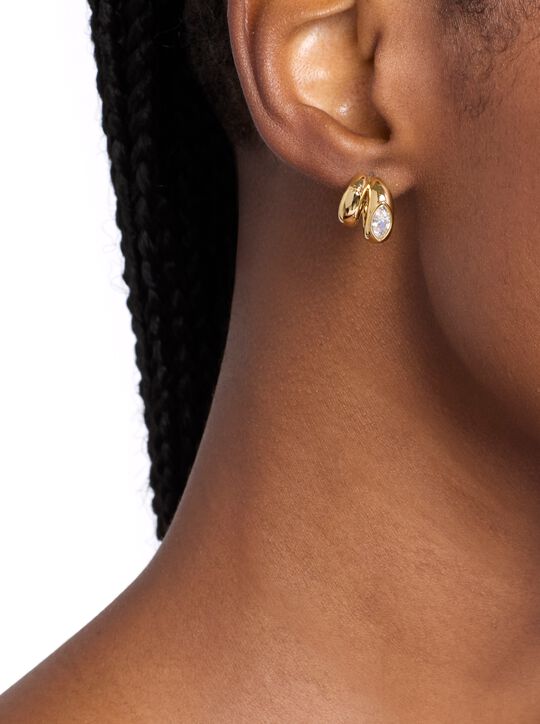 Marquise Cut Cubic Zirconia Double Hoop Earrings michael kors marquise cut cubic zirconia double hoop earrings