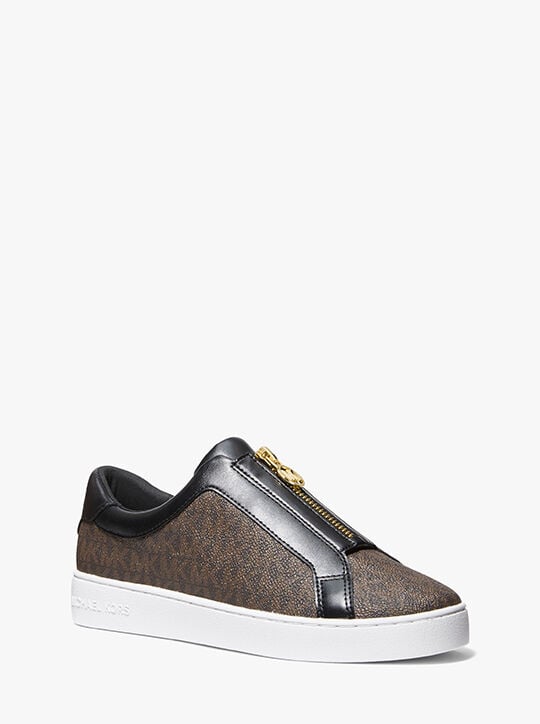 michael kors keaton signature logo zip up sneaker