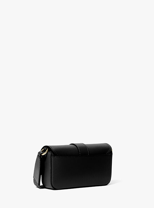 Greenwich Extra-Small Saffiano Leather Sling Crossbody Bag, BLACK