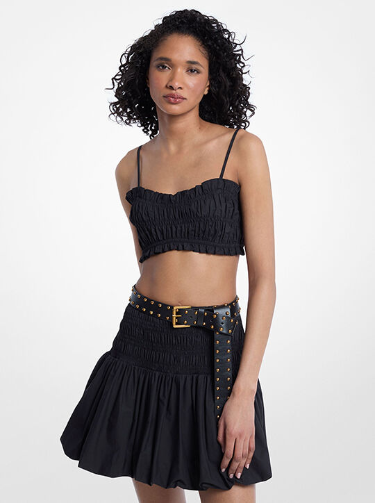 Smocked Cotton Poplin Bra Top michael kors smocked cotton poplin bra top