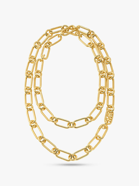Michael Kors 14K Gold-Plated Empire Chain Double Layer Necklace michael kors 14k gold plated empire chain double layer necklace