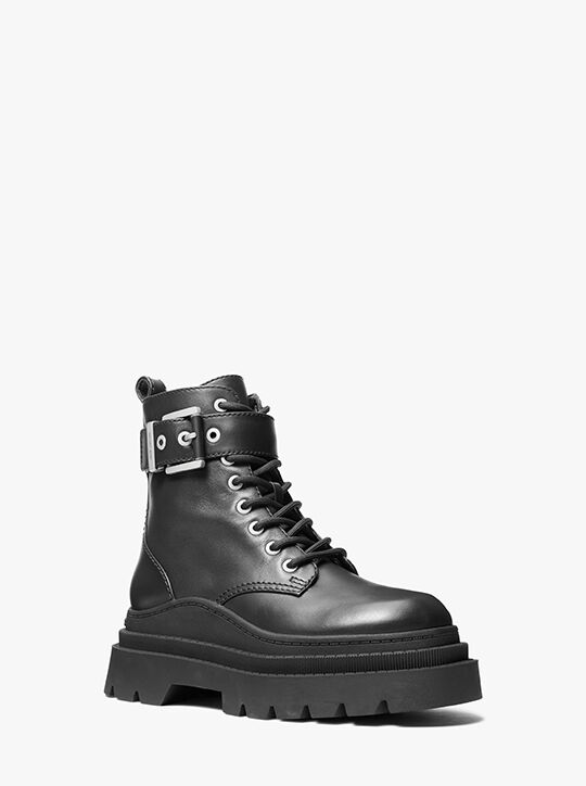michael kors colby leather combat boot