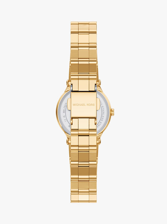 michael kors billie three hand gold tone stainless steel watch
