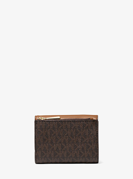 michael kors carmen medium logo and leather tri fold envelope wallet