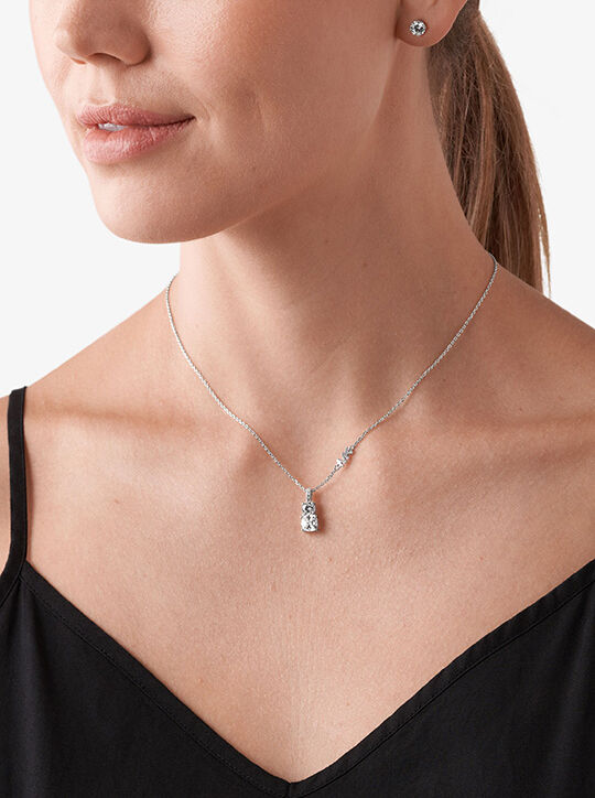 Precious Metal-Plated Sterling Silver Stone Necklace and Stud Earrings Set michael kors precious metal plated sterling silver stone necklace and stud earrings set