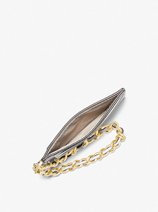 Small Pebbled Leather Chain Card Case michael kors small pebbled leather chain card case