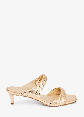 michael kors صندل كيانا من الجلد المنقوش بنقشة جلد الثعبان المعدني