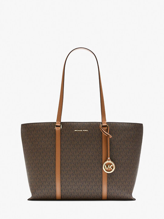 michael kors temple large signature logo tote bag