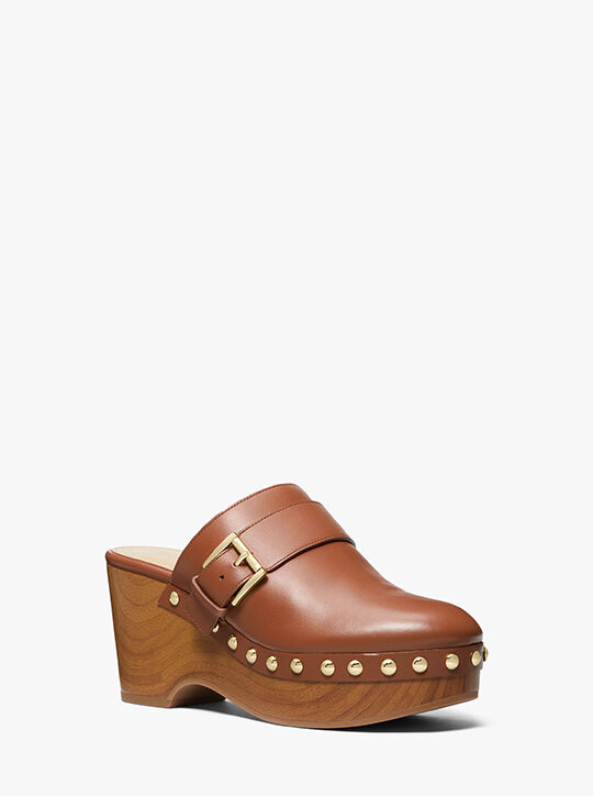 Rye Studded Leather Platform Clog michael kors rye studded leather platform clog