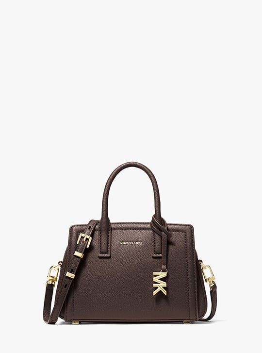 Laila Small Pebbled Leather Satchel, CHOCOLATE | Michael Kors KWT