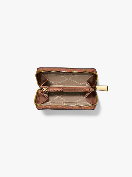 michael kors jet set small pebbled leather zip around card case