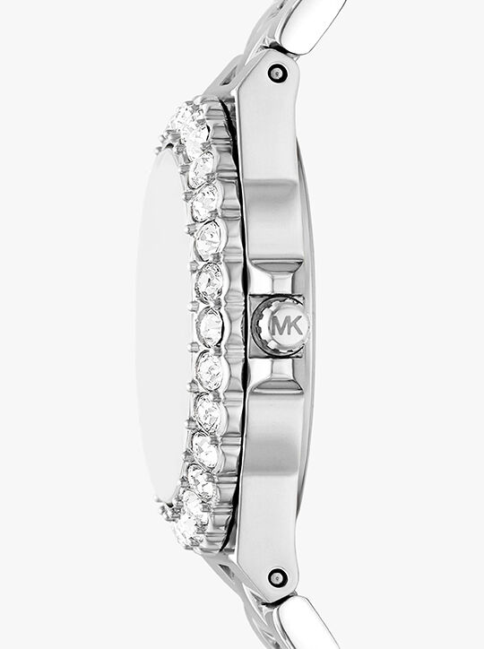 Mini Lennox Pavé Silver-Tone Watch michael kors mini lennox pav silver tone watch