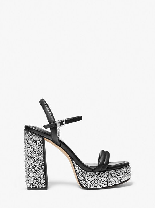 Laci Embellished Leather Platform Sandal michael kors laci embellished leather platform sandal