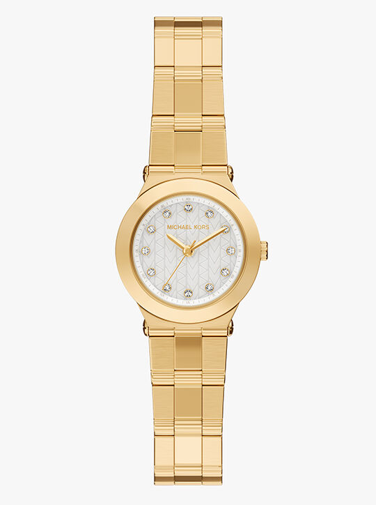 michael kors billie three hand gold tone stainless steel watch