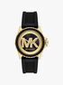 michael kors ساعة إيفرست كبيرة الحجم باللون الذهبي والسيليكون